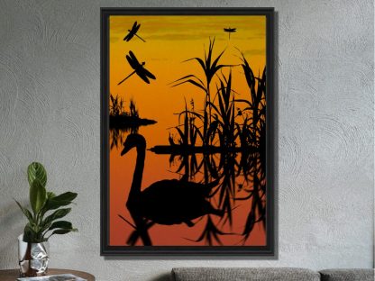 Swan Art Sunset Wall Art, Landscape Poster, Nature Print For Animal Lovers, Waterscape Wall Decor - Image 2