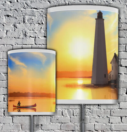 Lighthouse At Sunset NAUTICAL LAMP | 20" High Steel Base Lantern Lamp Bedside Table Lamp Nautical Décor - Image 3