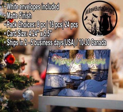Colorful Winter Scene Merry Christmas Card |  4.24" x 5.5" Holiday Card 8 pcs 16 pcs 24 Pcs With Envelopes Included - Image 4