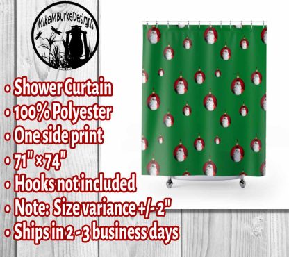 Festive Green Santa Christmas Shower Curtain | 71" x 74" Bathroom Shower Curtain Christmas Decoration - Image 5