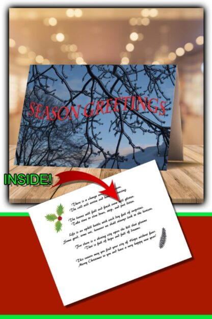 Ice Covered Branches CHRISTMAS CARD | 4.24" x 5.5" Holiday Card 8 Pcs 16 Pcs 24 Pcs With Envelopes Included - Image 2