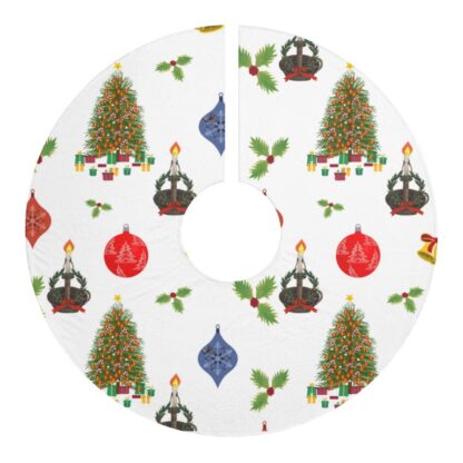 Festive White CHRISTMAS TREE SKIRT | 44" Diameter Polyester Fleece Tree Skirt Christmas Decoration - Image 2