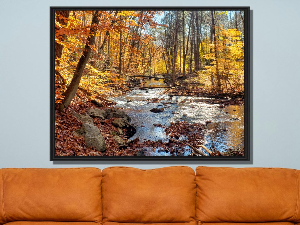 Fall Art Landscape Poster, Rustic Cabin Decor, Home Gift, Lodge Wall Decor, New England Autumn River Print, Housewarming Gift - Image 3