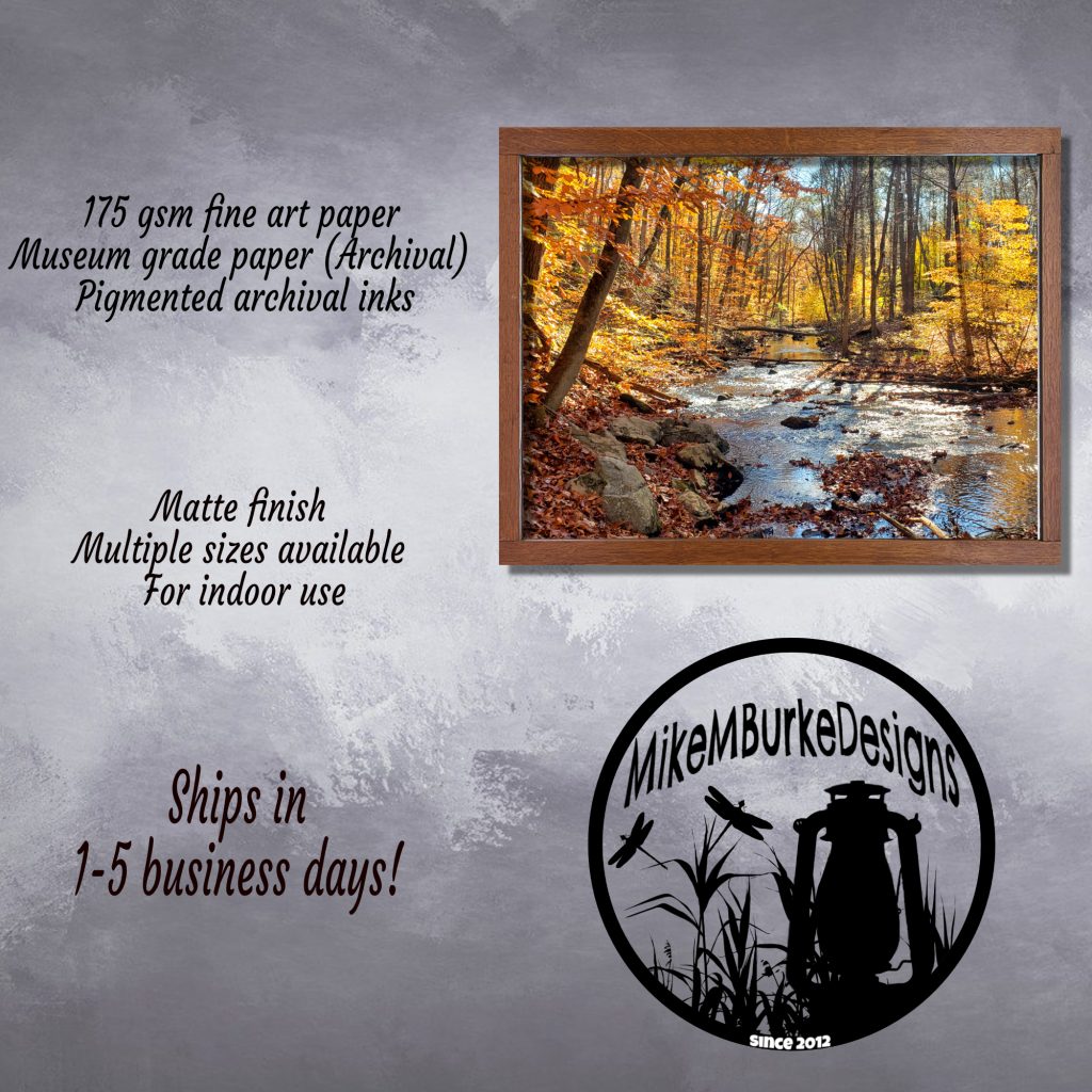 Fall Art Landscape Poster, Rustic Cabin Decor, Home Gift, Lodge Wall Decor, New England Autumn River Print, Housewarming Gift - Image 5