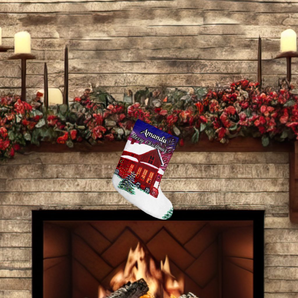 Cozy House Personalized Christmas Stocking, Home Decor, Custom Name Family Stocking - Image 4