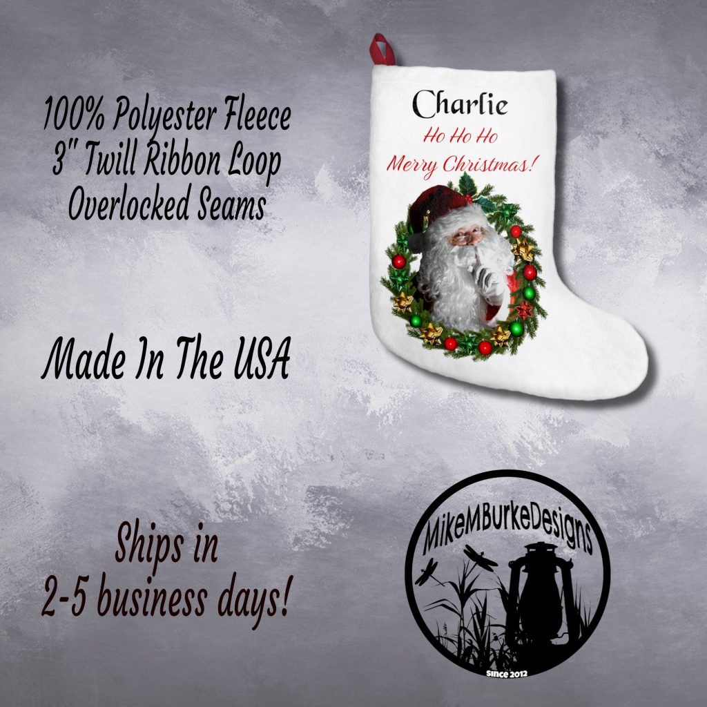 Santa Claus Personalized Christmas Stocking, Kid's Gift, Custom Name Family Stocking - Image 4