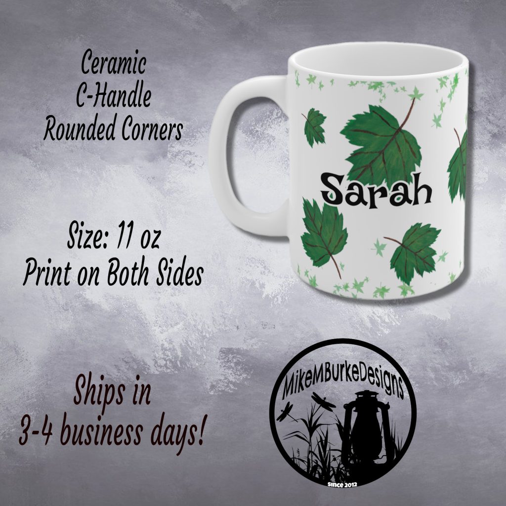 Green Leaves Personalized Custom Text Mug, Gift For Grandma, Nature Décor, Unique Coffee Cup, Mom Gift For Her, Rustic Nature Lover Tea Cup - Image 5