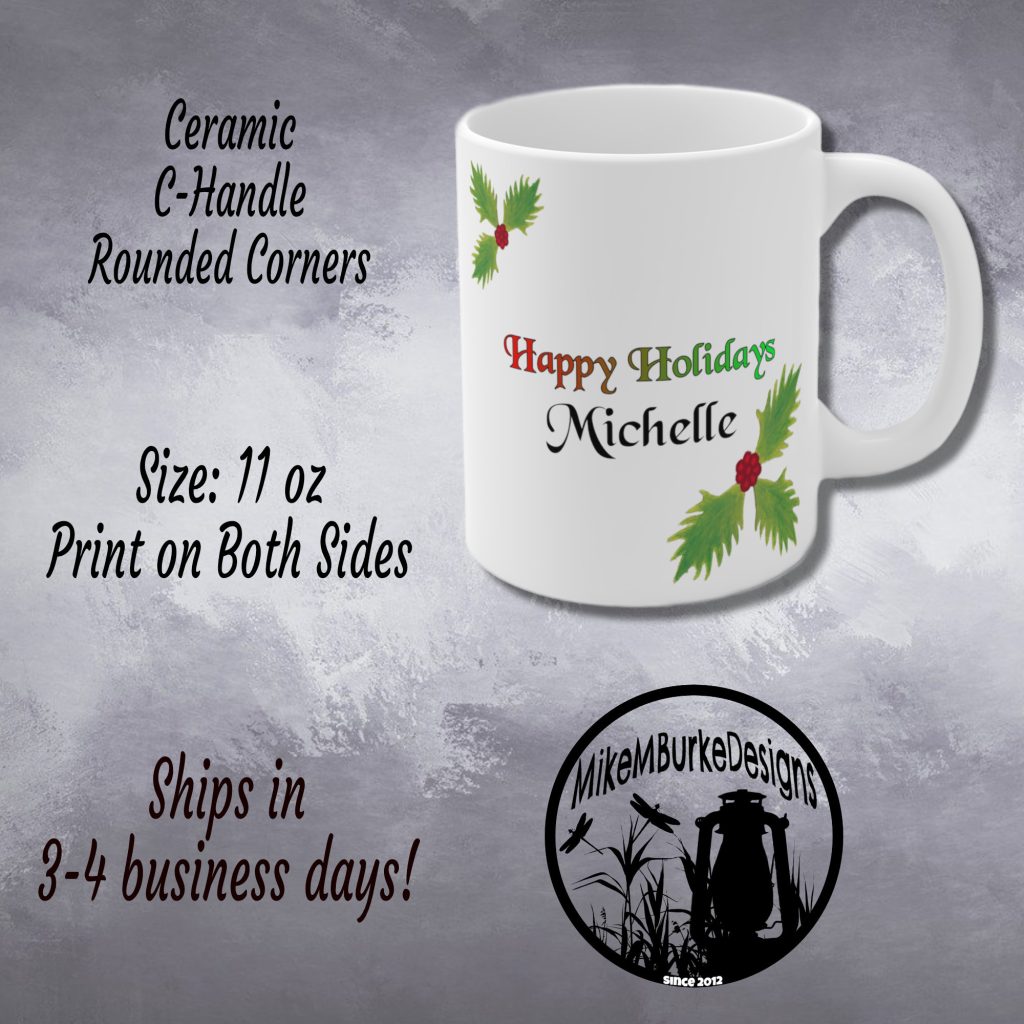 Custom Name Mug, Holly and Berries Christmas Personalized Text Mug, Gift For Her, Kid's Mug, Coffee Cup Gift - Image 5