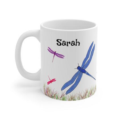 Personalized Custom Text Dragonfly Mug, Rustic Nature Gift For Grandma, Colorful Dragonflies Coffee Cup, Nature Dragonfly Gift For Mom - Image 5