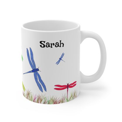 Personalized Custom Text Dragonfly Mug, Rustic Nature Gift For Grandma, Colorful Dragonflies Coffee Cup, Nature Dragonfly Gift For Mom - Image 7