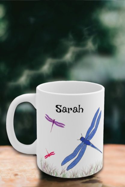 Personalized Custom Text Dragonfly Mug, Rustic Nature Gift For Grandma, Colorful Dragonflies Coffee Cup, Nature Dragonfly Gift For Mom - Image 10