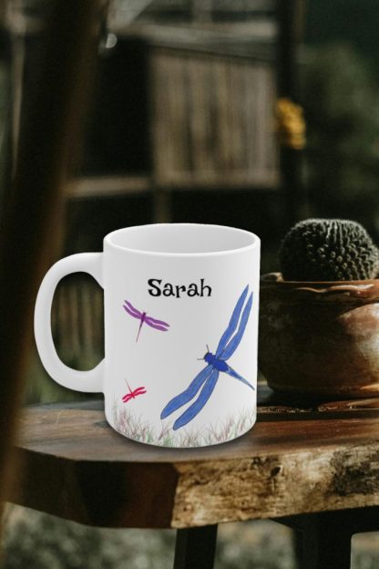 Personalized Custom Text Dragonfly Mug, Rustic Nature Gift For Grandma, Colorful Dragonflies Coffee Cup, Nature Dragonfly Gift For Mom - Image 11