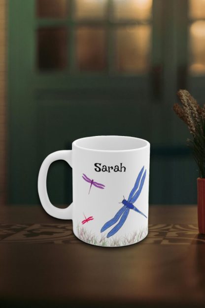 Personalized Custom Text Dragonfly Mug, Rustic Nature Gift For Grandma, Colorful Dragonflies Coffee Cup, Nature Dragonfly Gift For Mom - Image 12