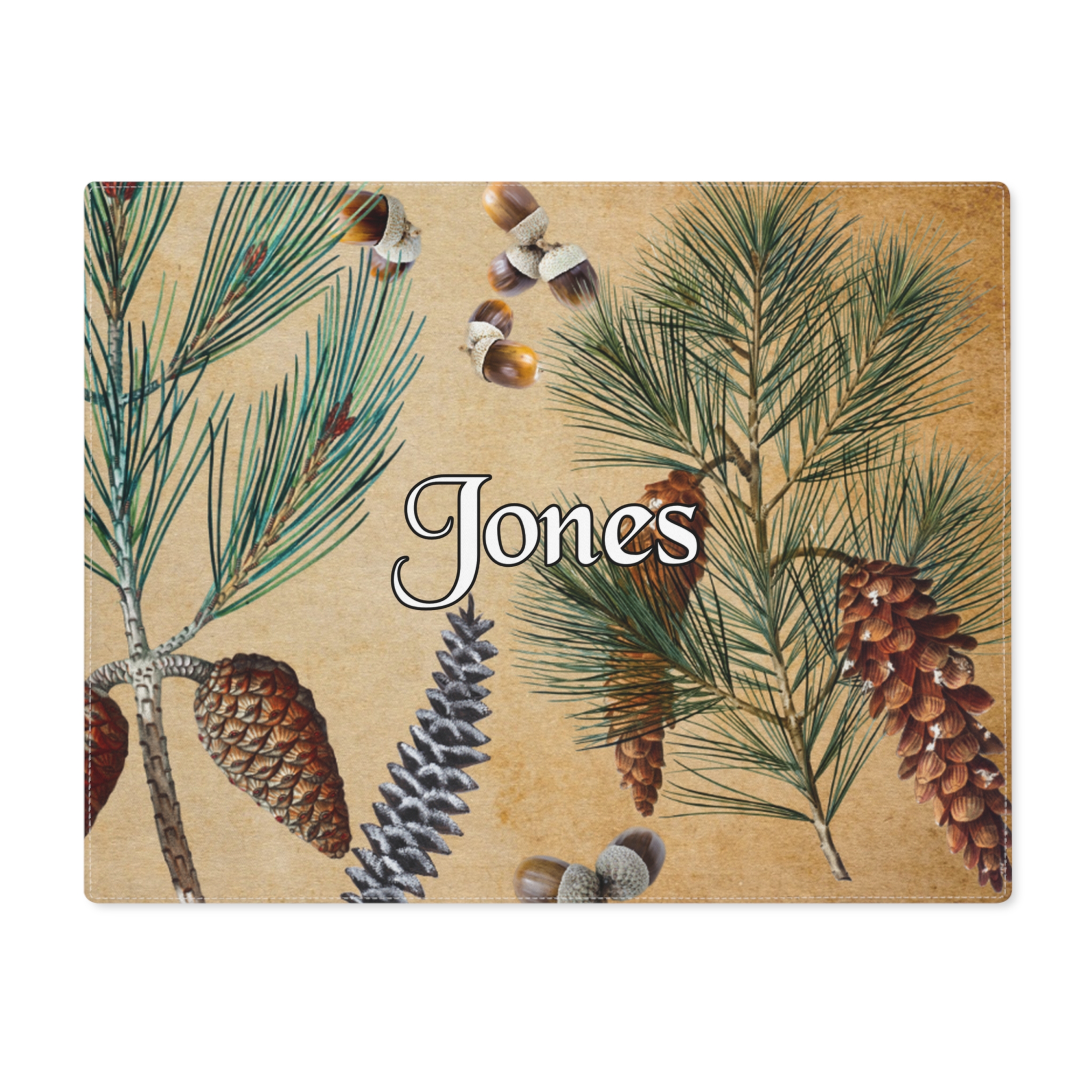 Personalized Rustic Placemat, Pine Cones, Country Farmhouse Decor Log Cabin, Custom Name RV Camping Picnic Placemat - Image 7