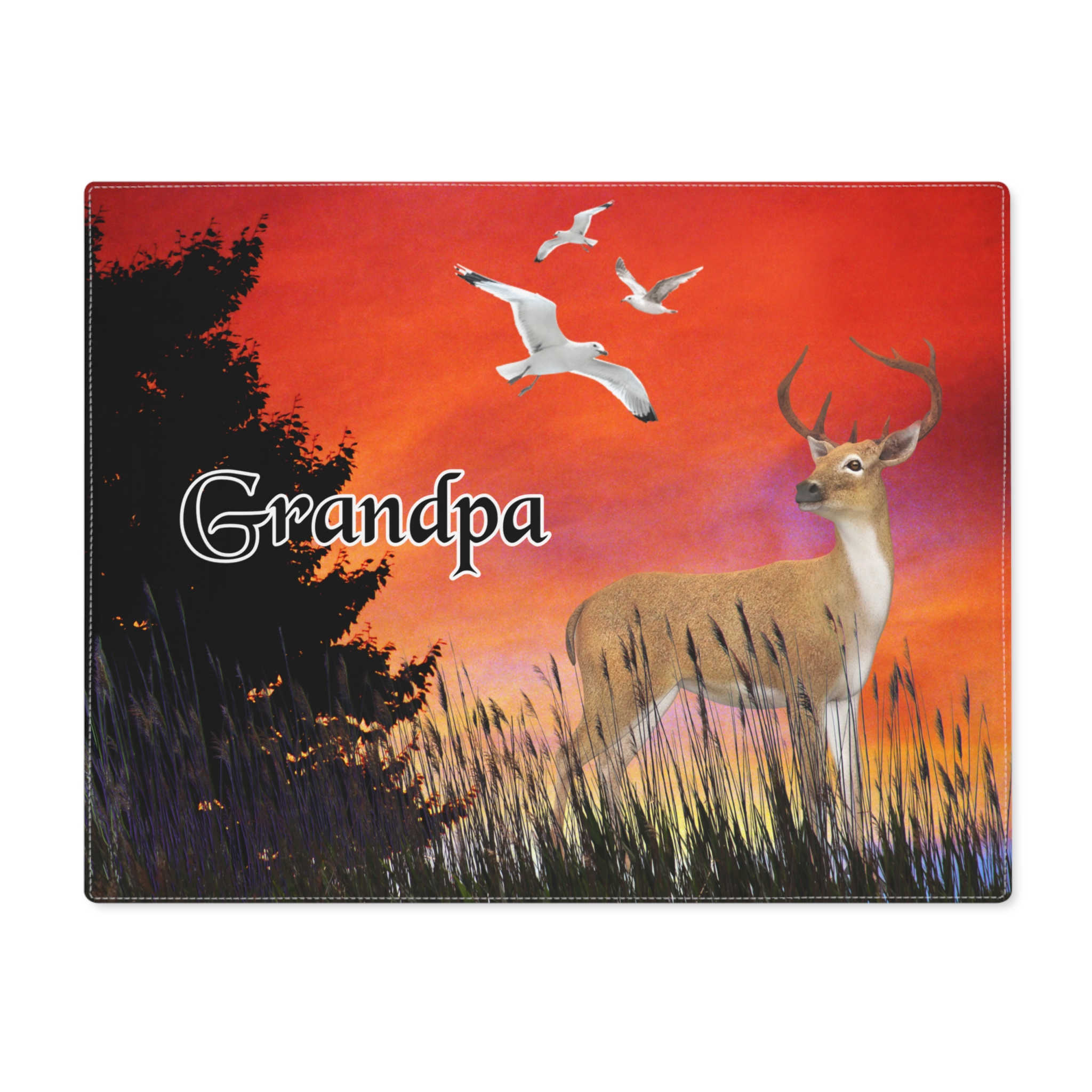 Personalized Log Cabin Placemat, Rustic Sunset Deer, Country Decor, Farmhouse Style, Custom Name RV Camping Picnic - Image 7