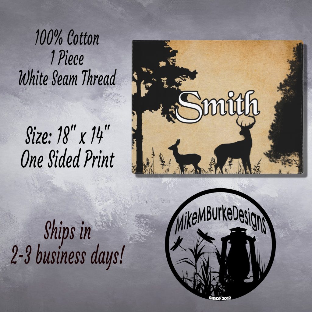 Country Personalized Placemat, Forest Deer, Rustic Cabin Decor, Farmhouse Style, Custom Name RV Camping Picnic Placemat - Image 4