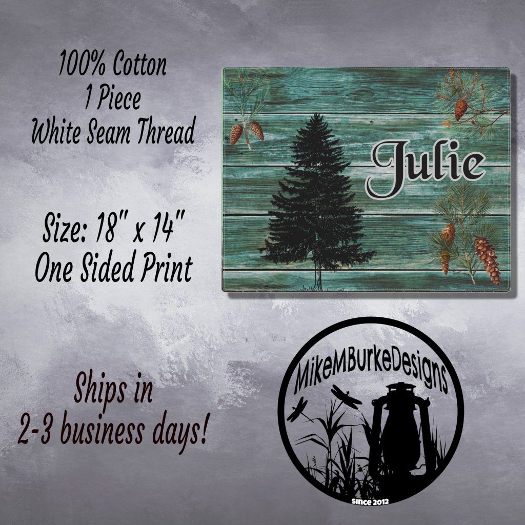 Log Cabin Personalized Placemat, Country Farmhouse Decor, Gift For Him, Rustic Green Custom Name, RV Camping Picnic Placemat, New Home Gift - Image 5