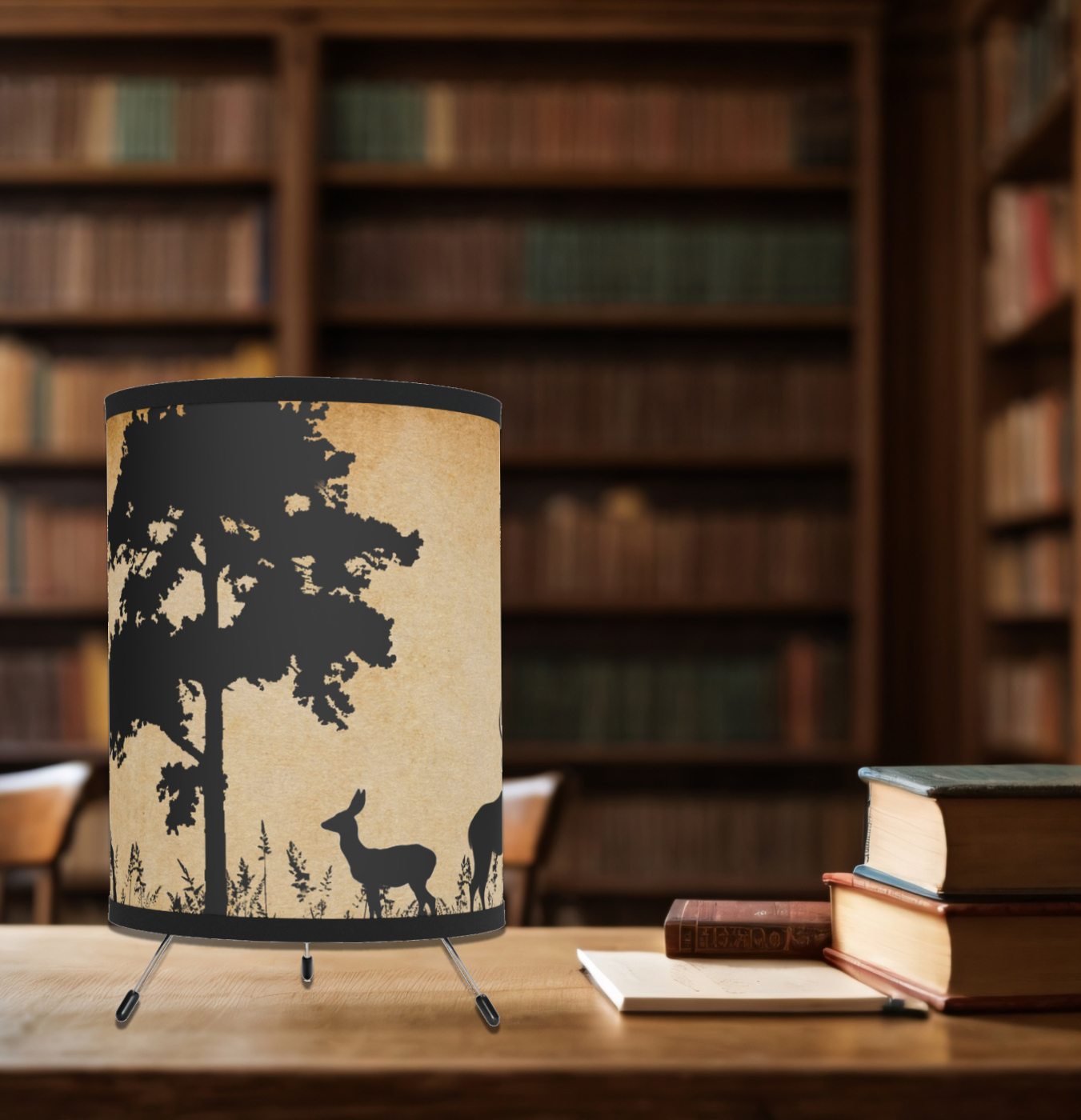 Animal Tripod Table Lamp, Rustic Log Cabin Decor, Deer Nature Art, Gift For Husband, Home Lighting Lantern, Gift For Him - Image 3