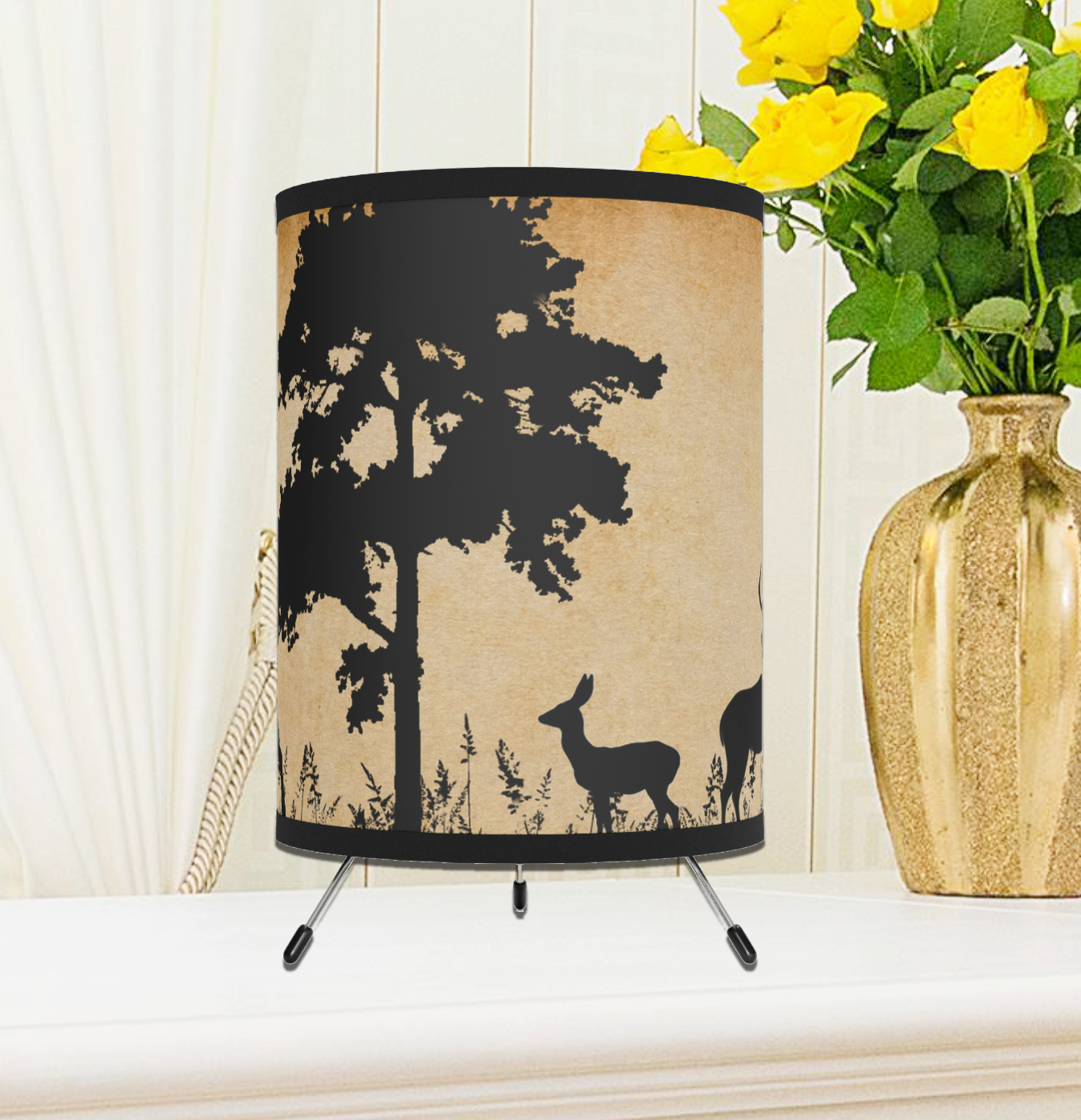 Animal Tripod Table Lamp, Rustic Log Cabin Decor, Deer Nature Art, Gift For Husband, Home Lighting Lantern, Gift For Him - Image 4