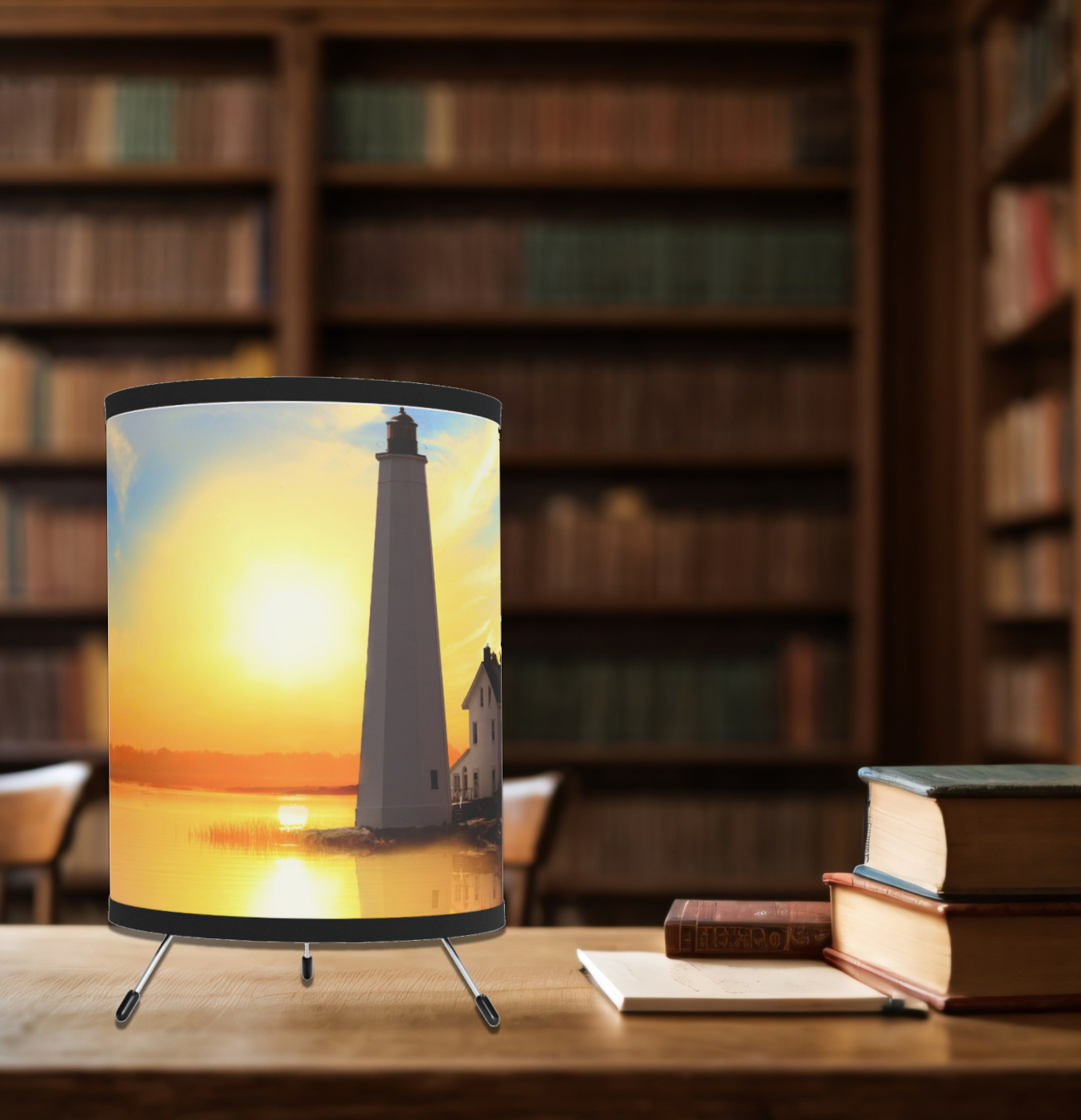 Sunset Lighthouse Lamp, Nautical Lampshade, Mother's Day Mom Gift For Her, Ocean Beach Style Lantern Lamp - Image 2
