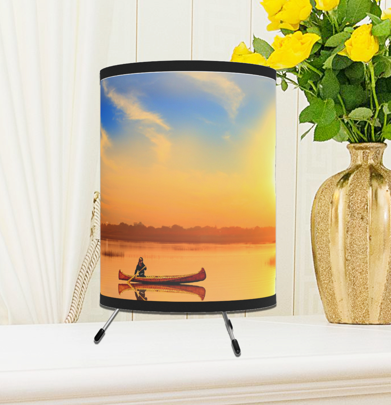 Sunset Lighthouse Lamp, Nautical Lampshade, Mother's Day Mom Gift For Her, Ocean Beach Style Lantern Lamp - Image 4