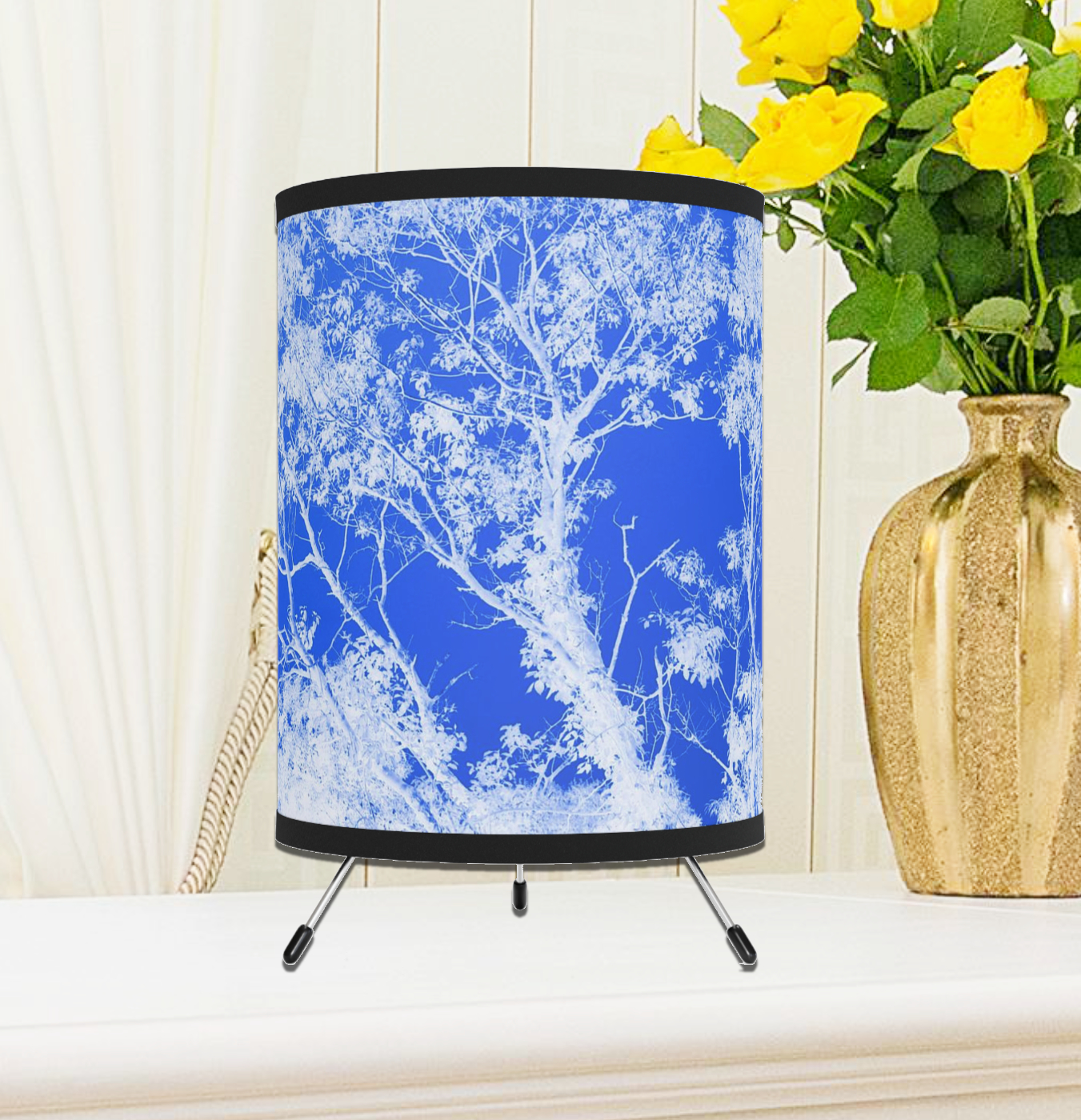 Electric Lantern Table Lamp, Nature Decor, Christmas Gift, Country Farmhouse, Housewarming Gift Tripod Tree Lamp - Image 4