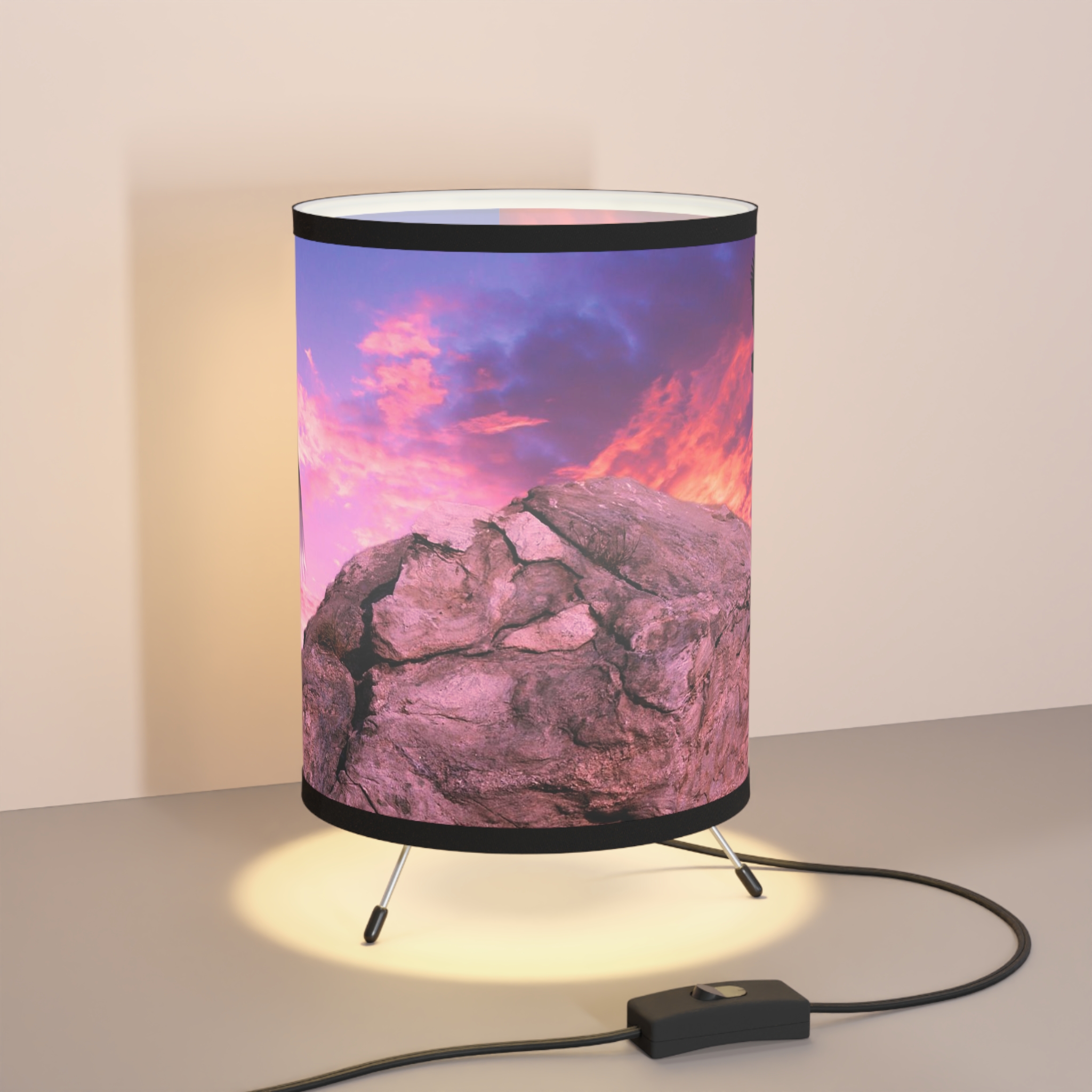 Farmhouse Country Birds Sunset Lamp, New Home Wedding Gift For Couple, Rustic Nature Log Cabin Decor, Seascape Bedside Tripod Table Lamp - Image 8