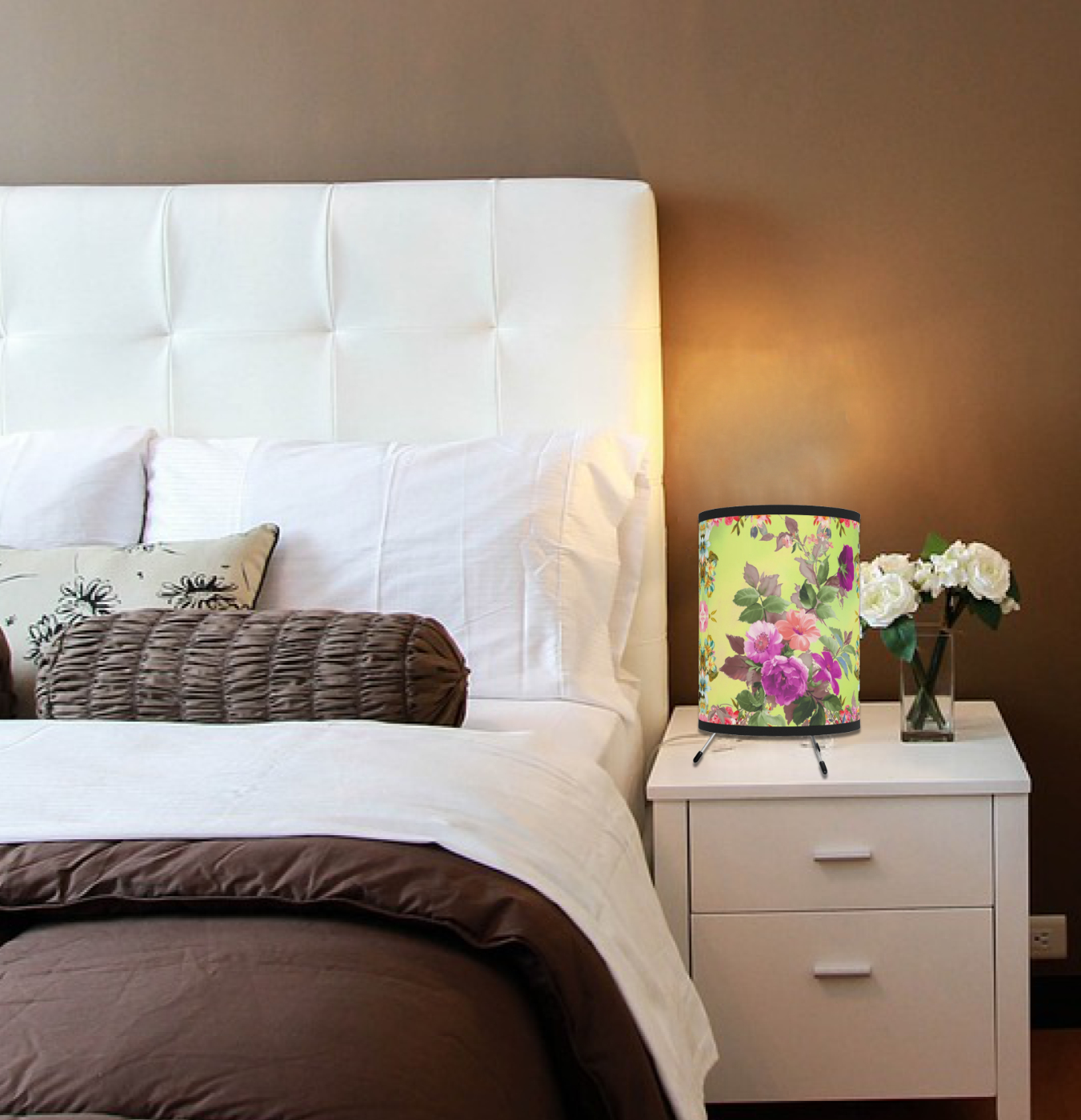 Flower Decor Table Lamp, Mother's Day Gift For Mom, Yellow Floral, Log Cabin Decor, Cottagecore Lantern Lamp Gift For Her - Image 3