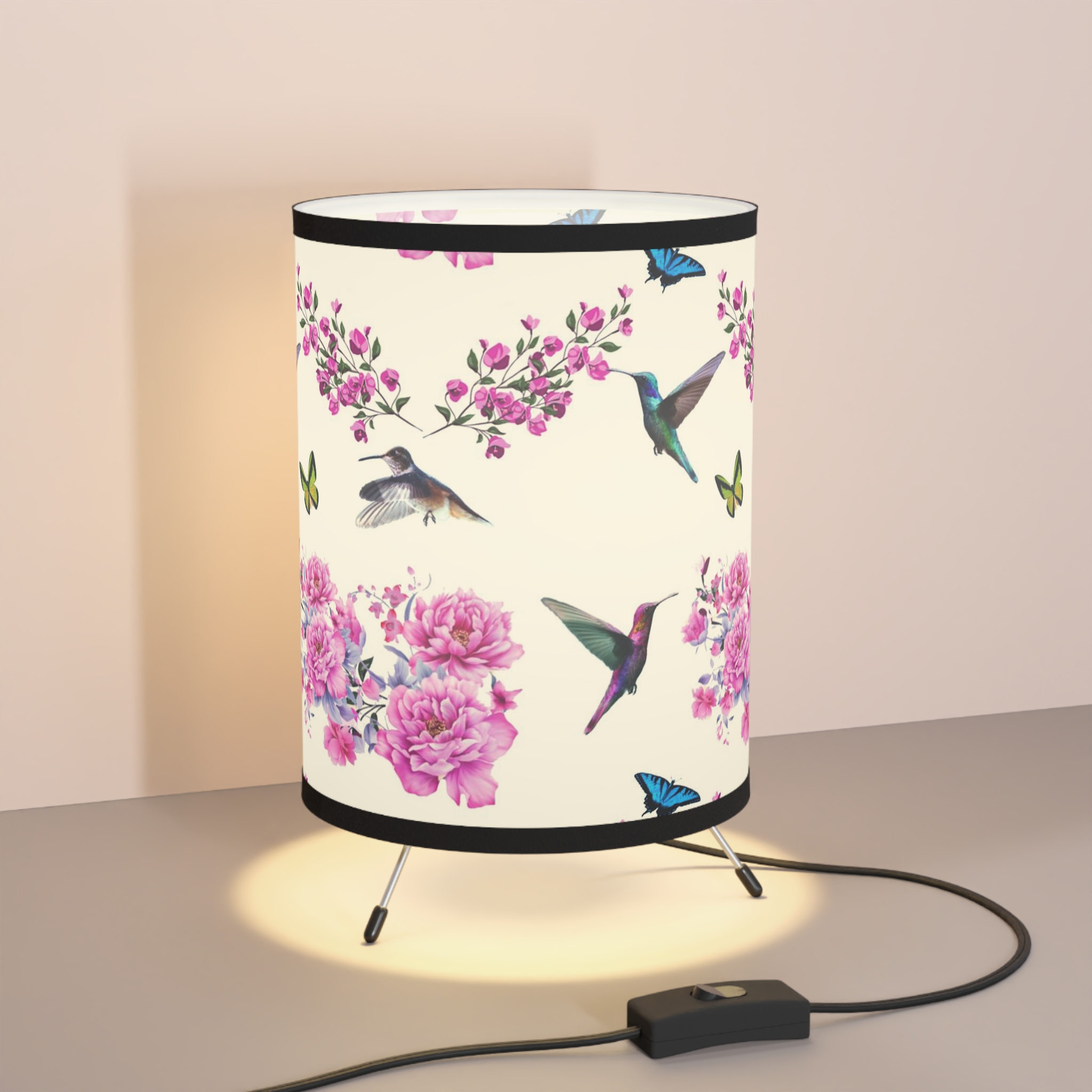 Flower Decor Table Lamp, Gift For Her, Hummingbird Bird Lamp, Floral Log Cabin Style Lantern, Gift For Women - Image 8