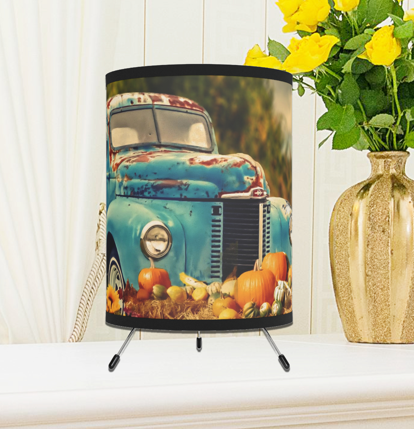 Rustic Lamp, Log Cabin Decor, Tripod Lantern Lamp, Wedding Home Gift, Fall Harvest Farmhouse Decor - Image 4