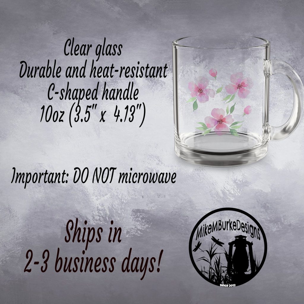 Pastel Floral Nature Glass Mug, 10 oz Clear Coffee Cup, Birthday Gift, Heat Resistant Tea Mug, C Handle Glassware, Botanical Drinkware - Image 4