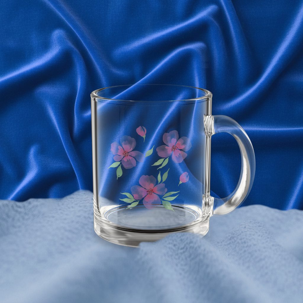 Pastel Floral Nature Glass Mug, 10 oz Clear Coffee Cup, Birthday Gift, Heat Resistant Tea Mug, C Handle Glassware, Botanical Drinkware - Image 7