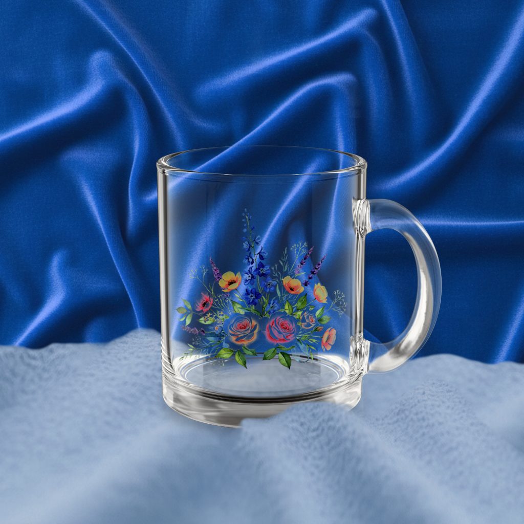 Floral Glass Mug, 10 oz Clear Coffee Cup, Gift for Her, Heat Resistant Tea Mug, C Handle Glassware, Botanical Drinkware, Spring Kitchen - Image 7