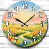 Wall-mounted watercolor landscape clock. A battery operated home gift that brings artistic nature-inspired charm to any space.