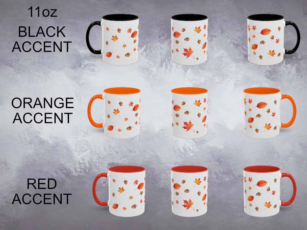 Fall Coffee Cup, Gift for Her, Autumn Mug with Leaves and Acorns, 11oz 15oz Ceramic Accent, Thanksgiving Coffee Mug - Image 6