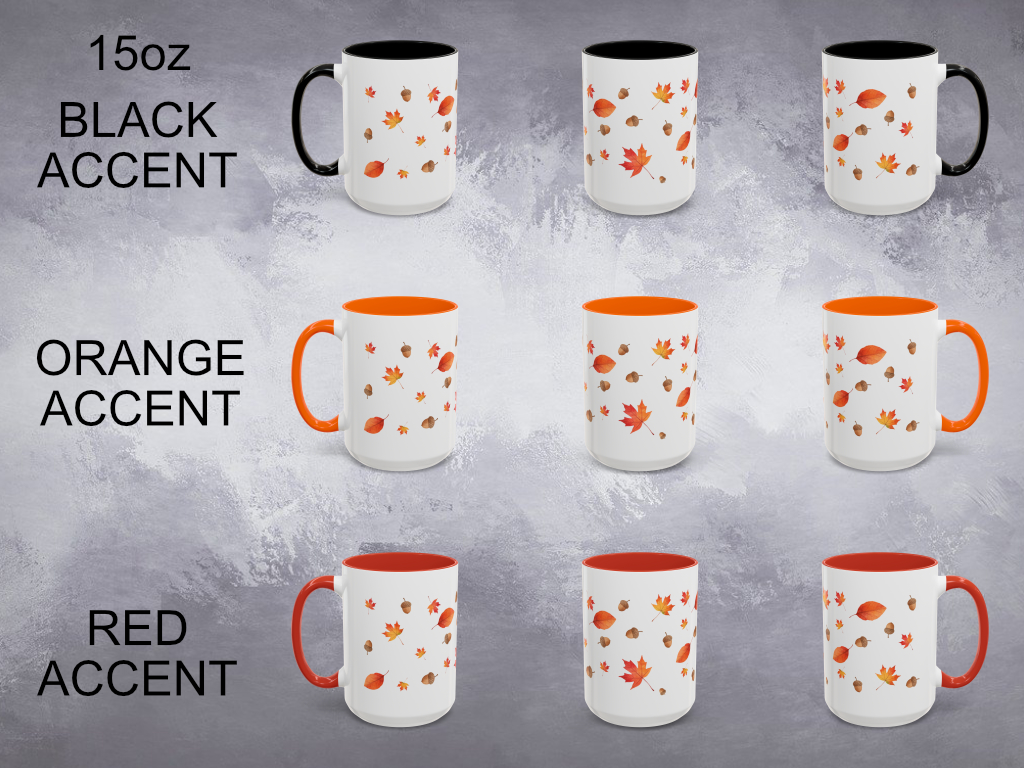 Fall Coffee Cup, Gift for Her, Autumn Mug with Leaves and Acorns, 11oz 15oz Ceramic Accent, Thanksgiving Coffee Mug - Image 7