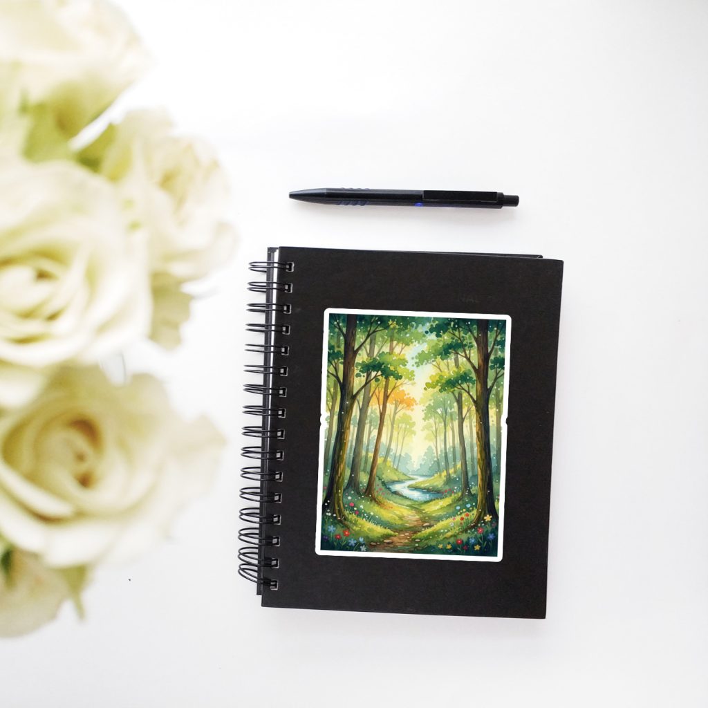 Watercolor Forest Sticker, Vinyl Sticker, Waterproof, Kiss-Cut, Satin Finish, Vibrant Colors, Gift For Girlfriend, Laptop, Journal, Planner - Image 6