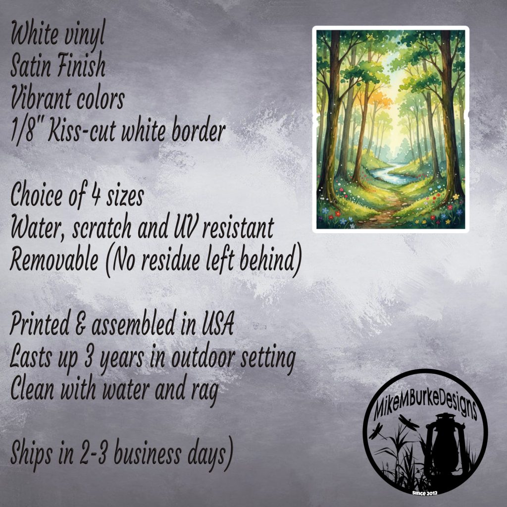 Watercolor Forest Sticker, Vinyl Sticker, Waterproof, Kiss-Cut, Satin Finish, Vibrant Colors, Gift For Girlfriend, Laptop, Journal, Planner - Image 4