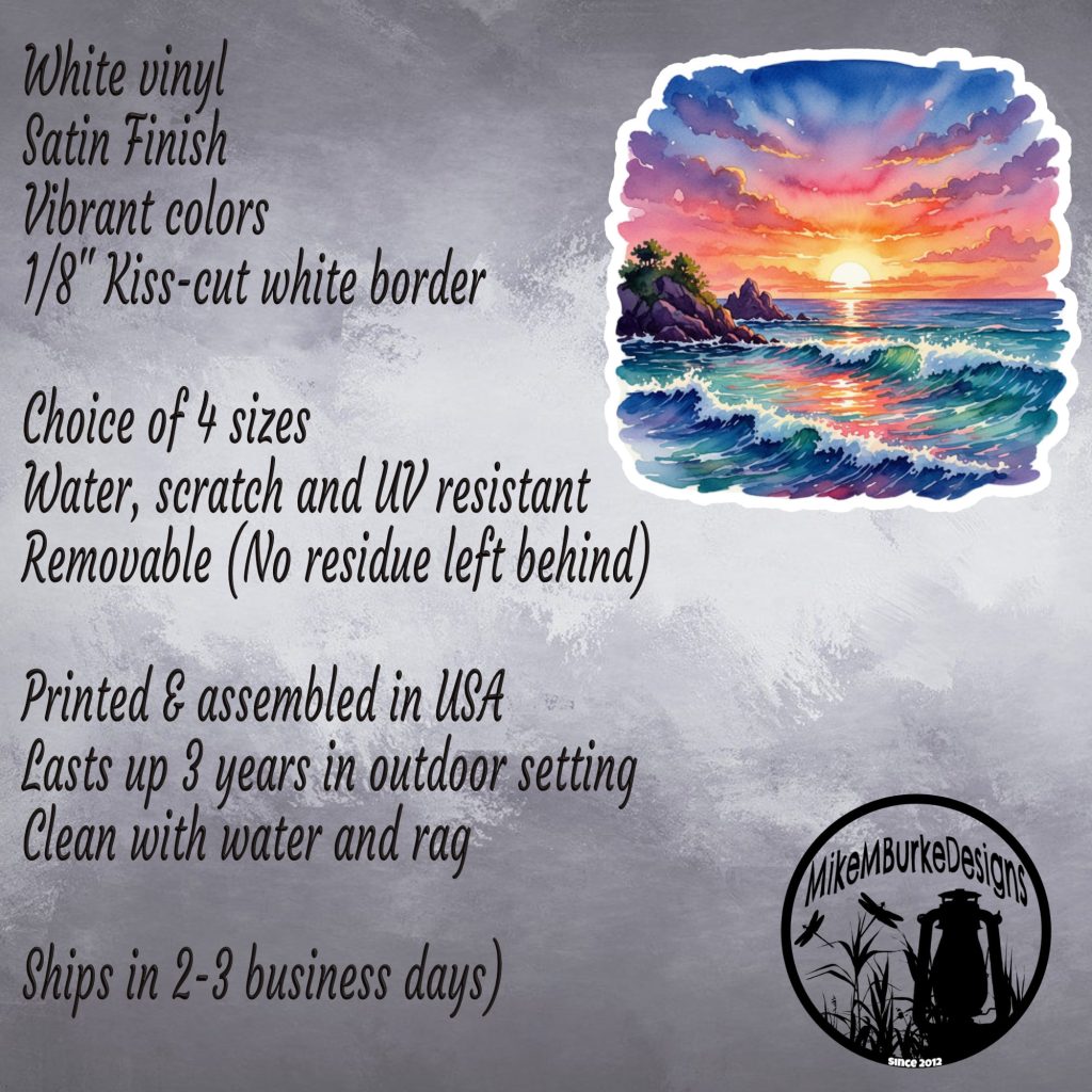 Watercolor Ocean Sticker, Vinyl Sticker, Waterproof, Kiss-Cut, Satin Finish, Gift For Her, Laptop, Journal, Planner, Beach Decal - Image 4
