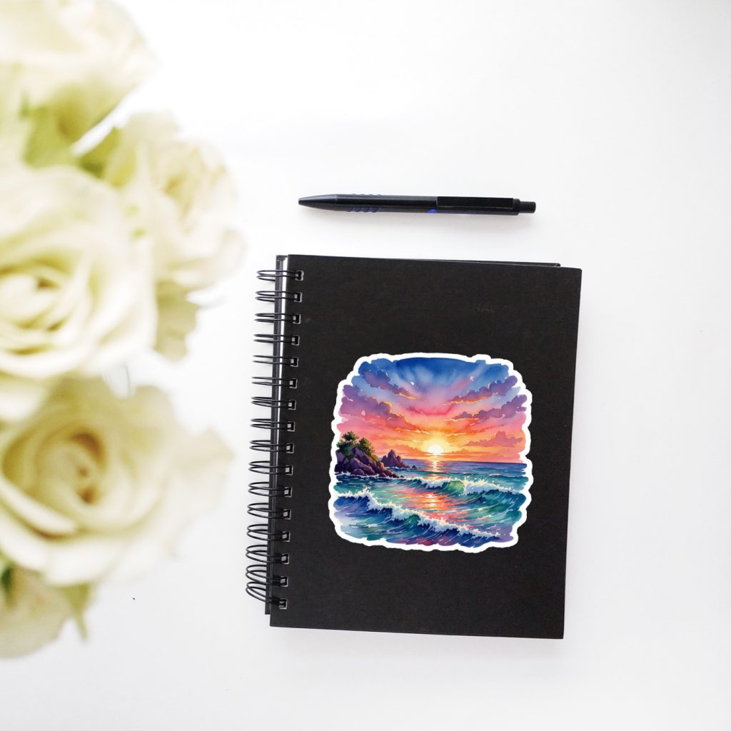Watercolor Ocean Sticker, Vinyl Sticker, Waterproof, Kiss-Cut, Satin Finish, Gift For Her, Laptop, Journal, Planner, Beach Decal - Image 6