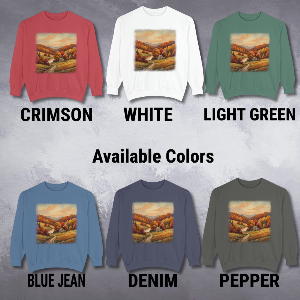 Vintage Style Fall Sweatshirt, Autumn Scene Artwork, Nature Lover Gift, Cotton Blend, Pre-Shrunk, Classic Fit, Cozy Seasonal Apparel - Image 6