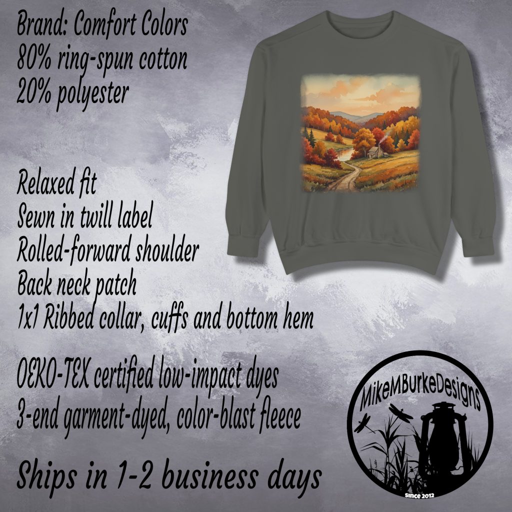 Vintage Style Fall Sweatshirt, Autumn Scene Artwork, Nature Lover Gift, Cotton Blend, Pre-Shrunk, Classic Fit, Cozy Seasonal Apparel - Image 5