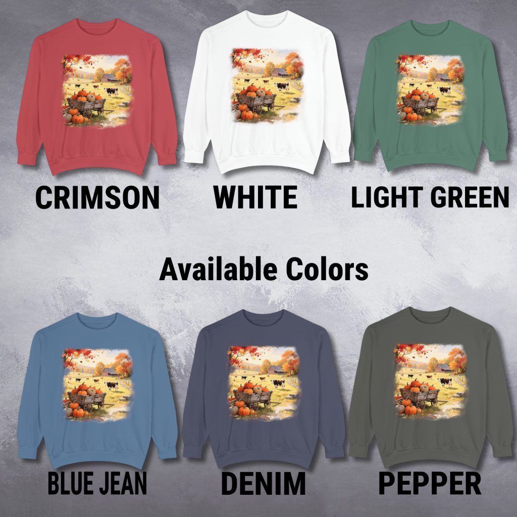 Vintage Style Farm Art Sweatshirt, Nature Lover Gift, Cotton Blend, Pre-Shrunk, Classic Fit, Rustic Country Scene, Cozy Fall Apparel - Image 6