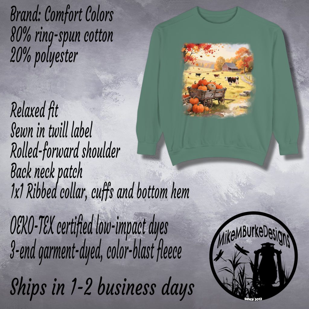 Vintage Style Farm Art Sweatshirt, Nature Lover Gift, Cotton Blend, Pre-Shrunk, Classic Fit, Rustic Country Scene, Cozy Fall Apparel - Image 5