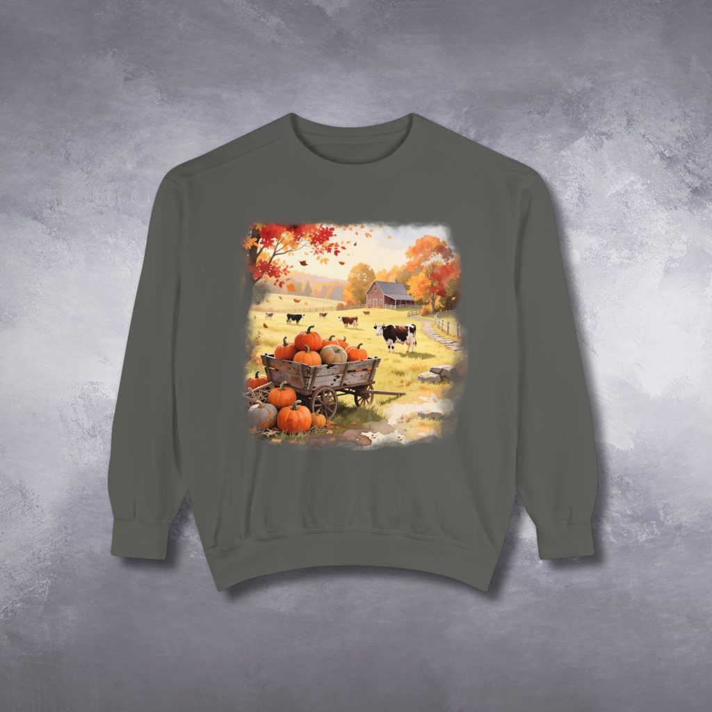 Vintage Style Farm Art Sweatshirt, Nature Lover Gift, Cotton Blend, Pre-Shrunk, Classic Fit, Rustic Country Scene, Cozy Fall Apparel - Image 8