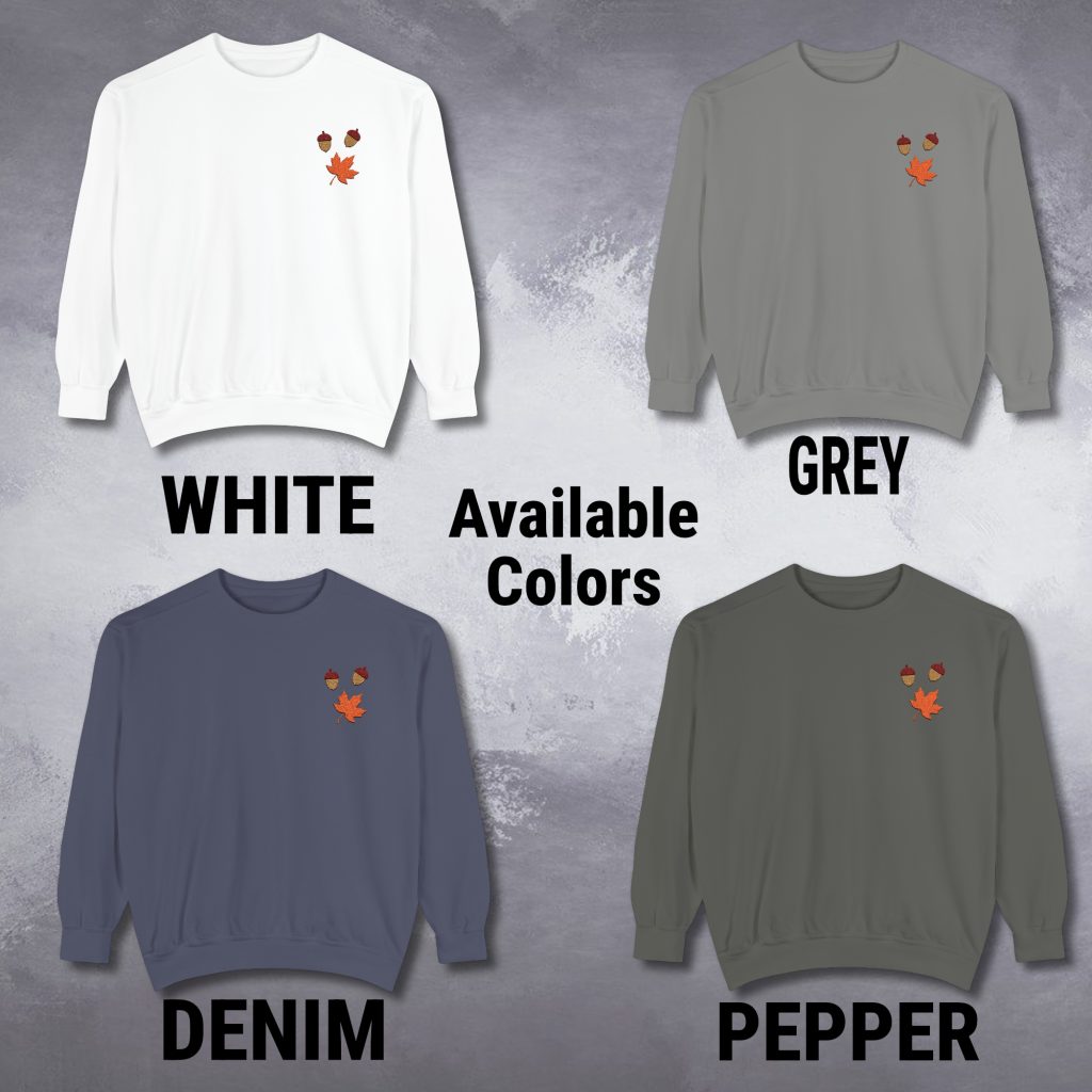 Embroidered Fall Sweatshirt, Autumn Leaves and Acorns, Nature Lover Gift, Cotton Blend, Pre-Shrunk, Classic Fit, Cozy Fall Apparel - Image 6