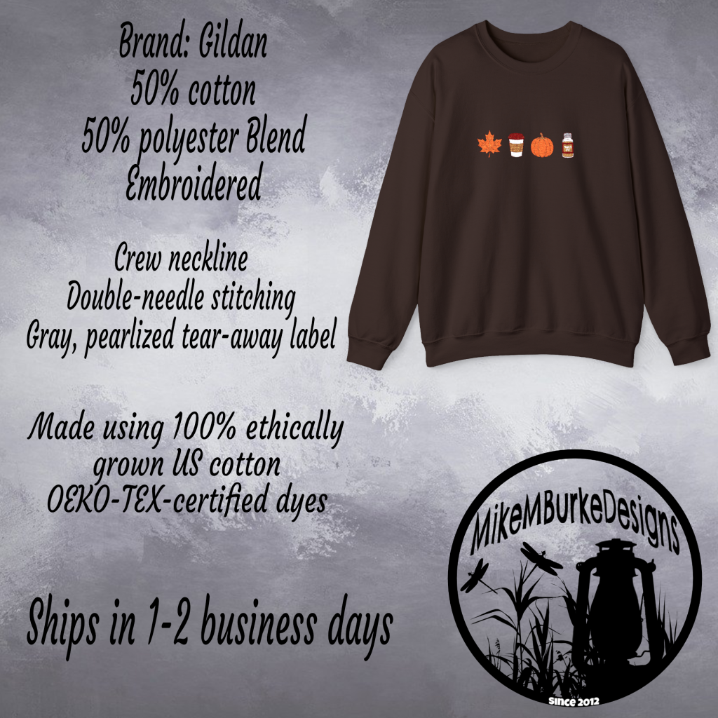 Embroidered Fall Leaves Sweatshirt, Autumn Orange and Red, Nature Lover Gift, Cotton Blend, Pre-Shrunk, Crewneck, Cozy Fall Apparel - Image 5