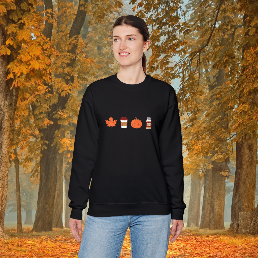 Embroidered Fall Leaves Sweatshirt, Autumn Orange and Red, Nature Lover Gift, Cotton Blend, Pre-Shrunk, Crewneck, Cozy Fall Apparel - Image 4
