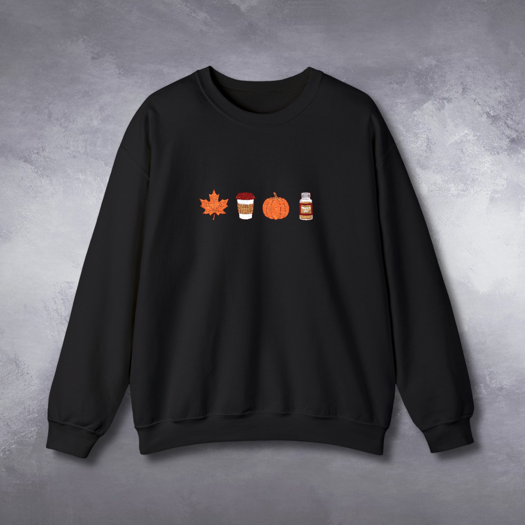 Embroidered Fall Leaves Sweatshirt, Autumn Orange and Red, Nature Lover Gift, Cotton Blend, Pre-Shrunk, Crewneck, Cozy Fall Apparel - Image 3