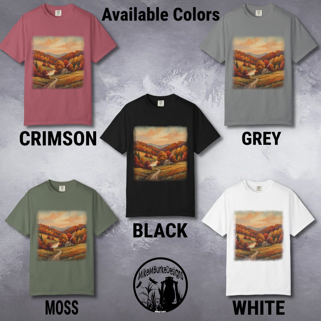 Fall Art Vintage Style T-Shirt, Country Autumn Scene Tee, Comfort Colors, Relaxed Fit, Pre-shrunk Cotton, Nature Gift for Her - Image 5